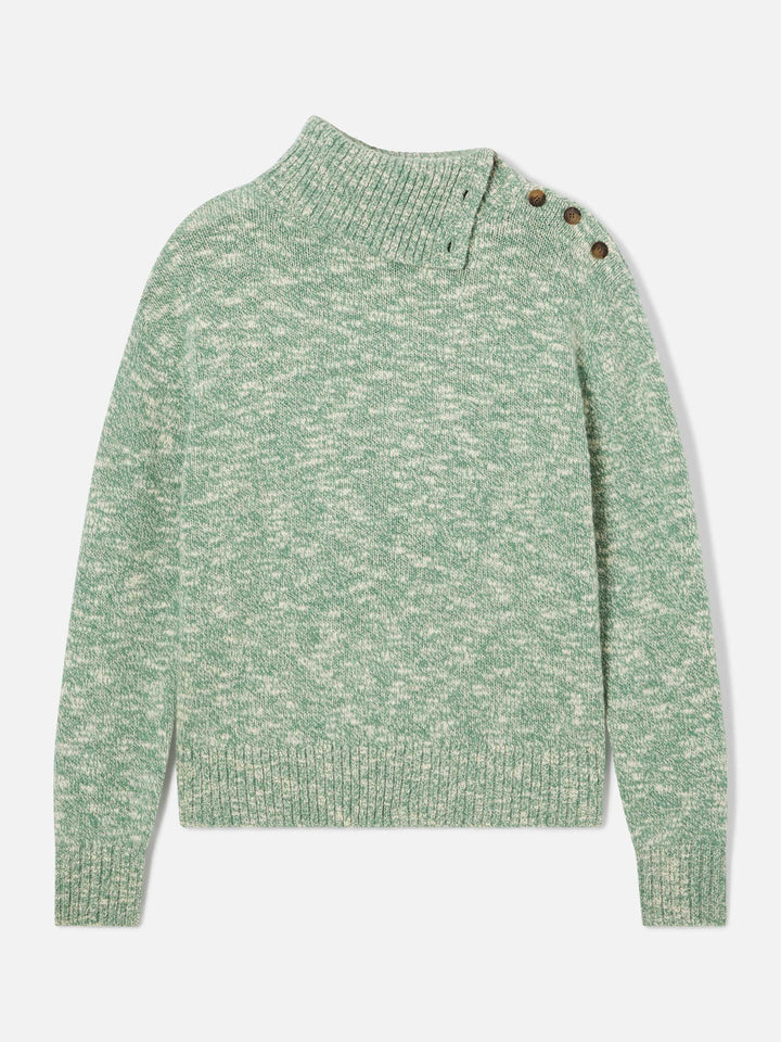 Sage Philomene turtleneck wool knit with logo embroidery