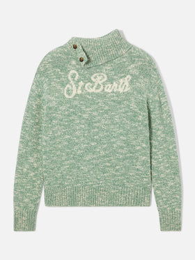 Pull en laine à col roulé Sage Philomene avec broderie logo 
