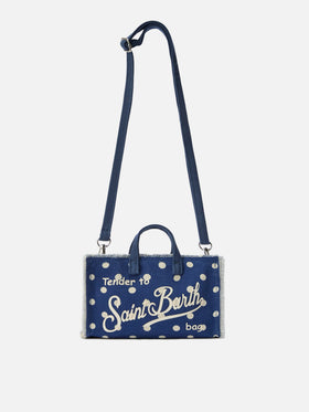 Sac en toile Micro Phone bleu à pois avec logo contrasté 