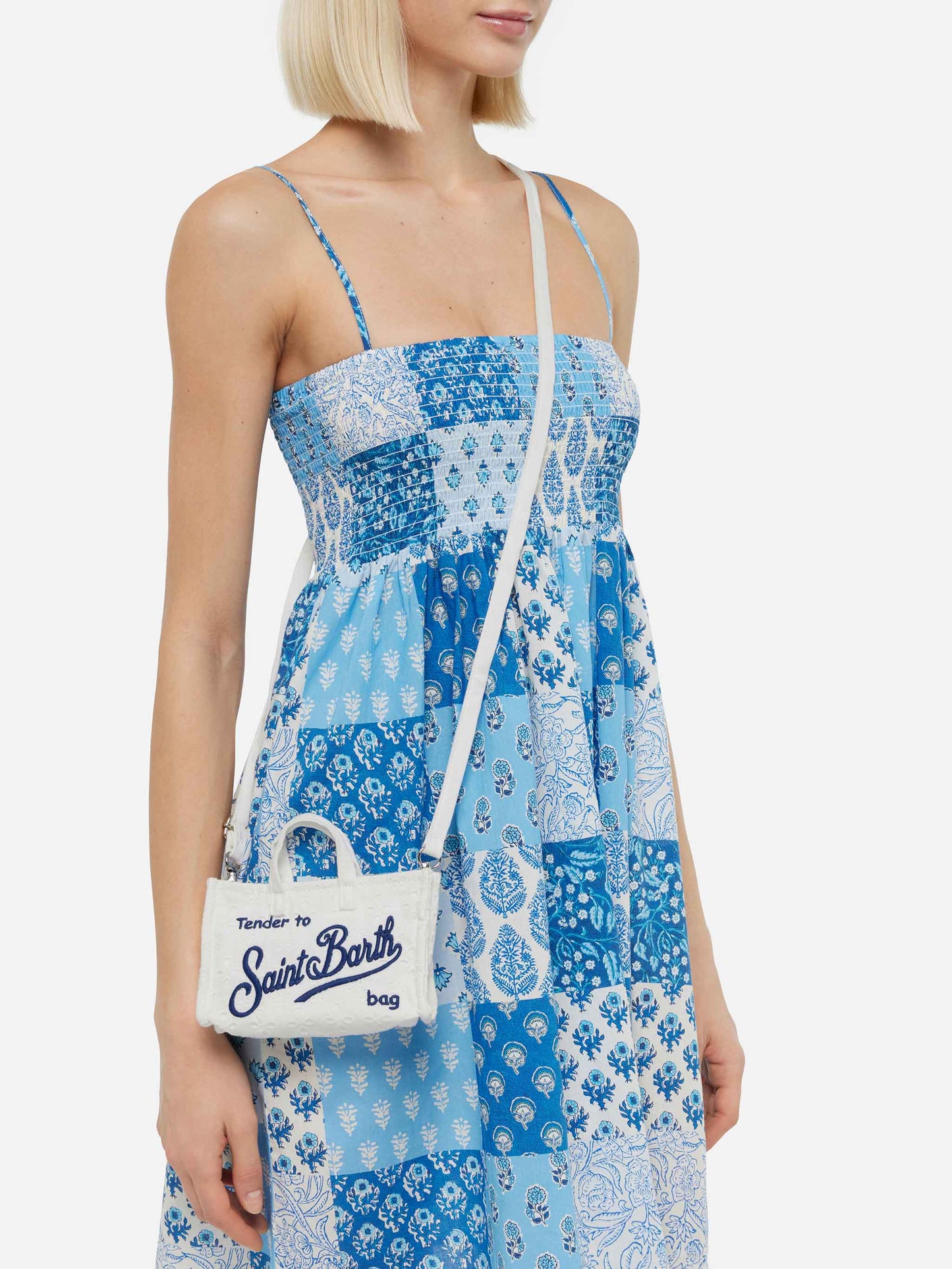 Phone Bag in pizzo Sangallo bianco
