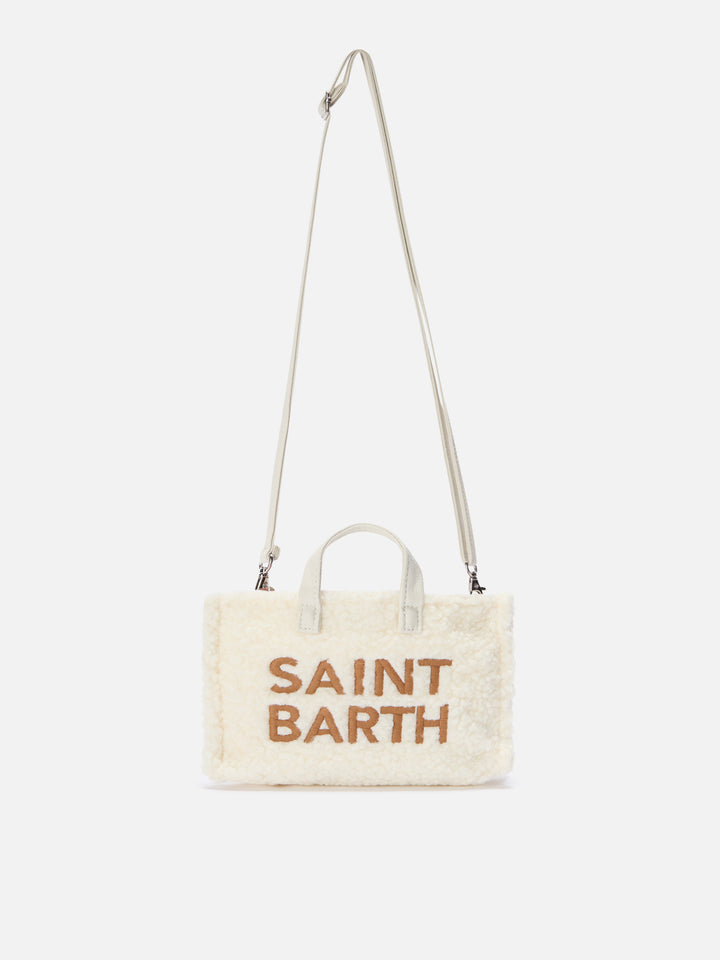 Off white Phone Bag in teddy fabric with logo embroidery