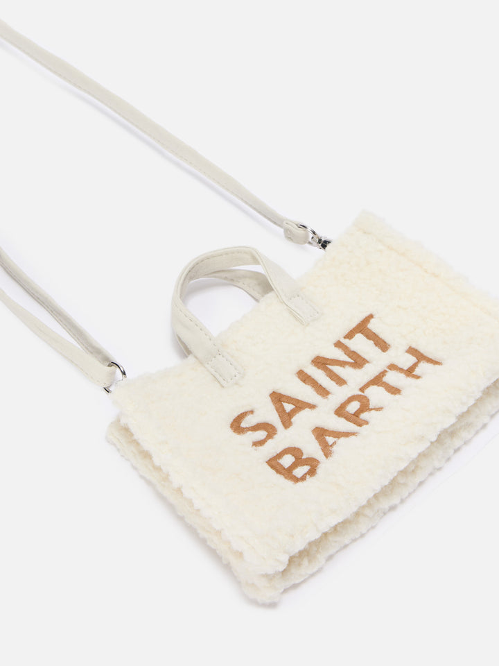 Mini borsa porta telefono Phone Bag Teddy in sherpa bianco