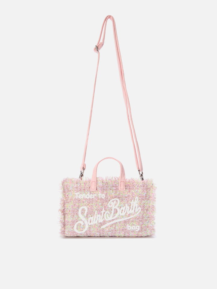 Rosa Phone Bag aus Tweed mit Logo-Stickerei 