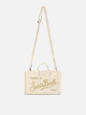 Off white Phone Bag in velvet with logo embroidery