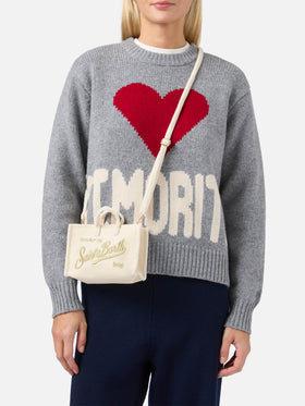 Off white Phone Bag in velvet with logo embroidery