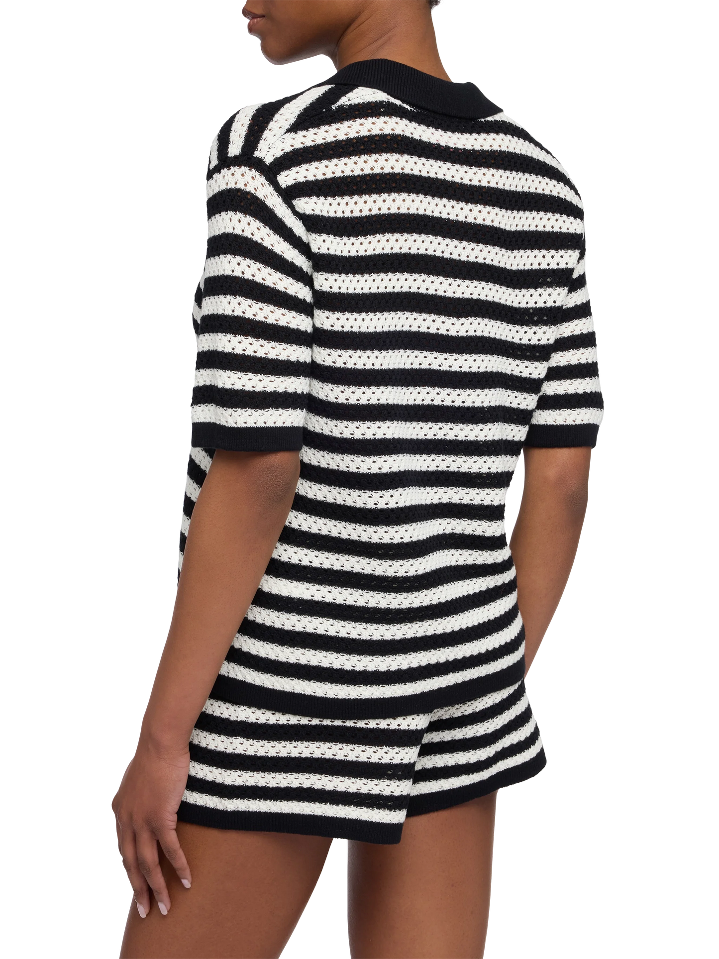 Pixie black striped knit polo