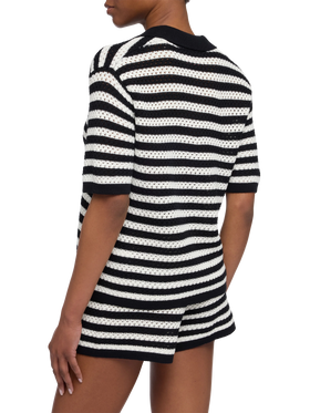 Pixie black striped knit polo