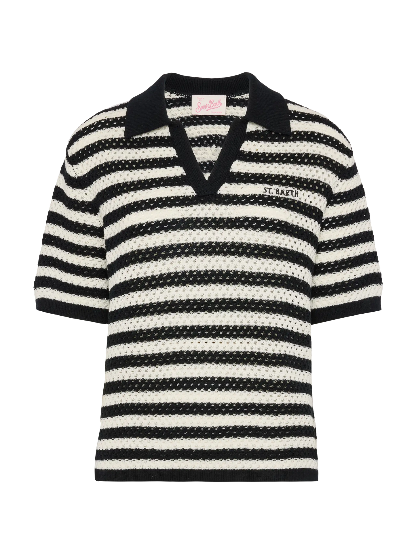Pixie black striped knit polo