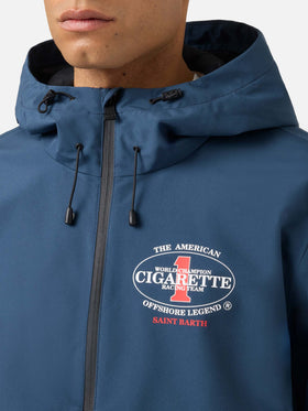 Giacca Pilot blu navy in tessuto tecnico con stampa Cigarette | Special Edition