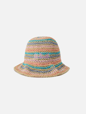 Polly bucket hat with multicolor stripes and embroidered logo