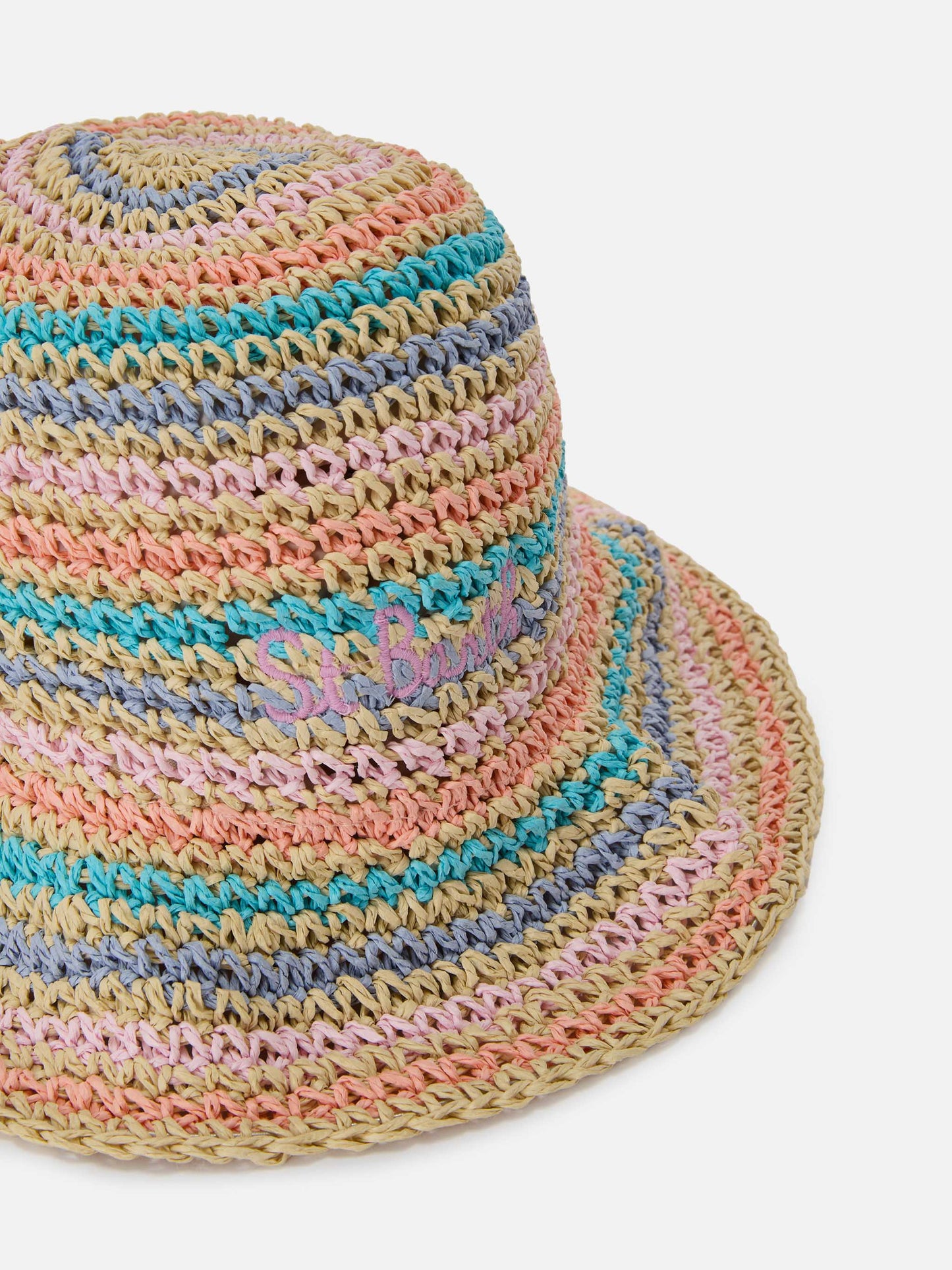 Polly bucket hat with multicolor stripes and embroidered logo