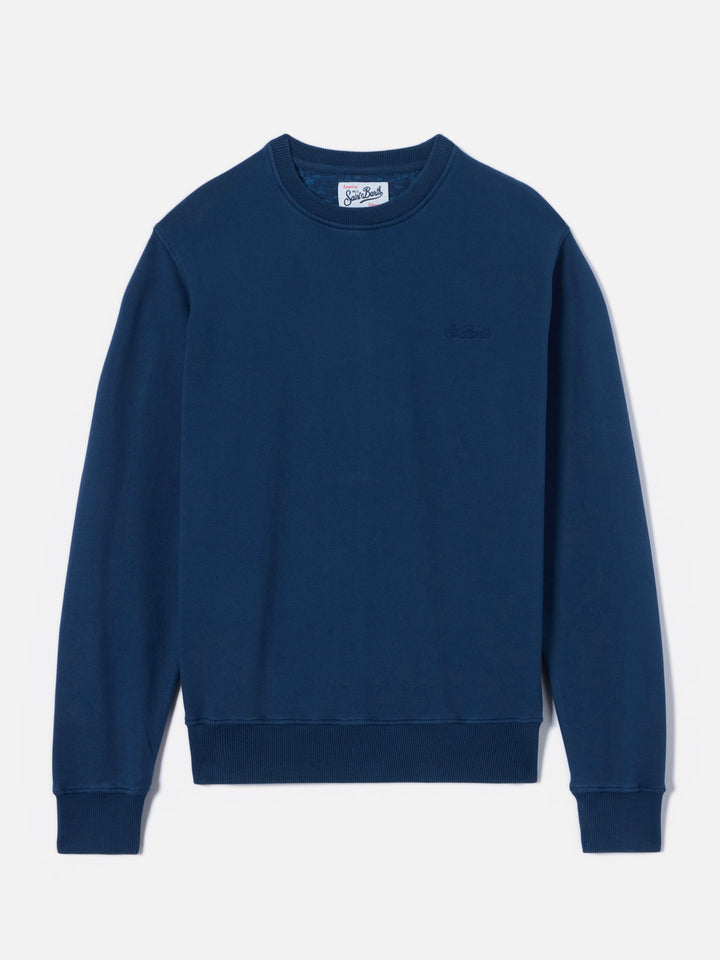 Marineblaues Ponza-Sweatshirt aus Baumwolle mit St. Barth-Stickerei 