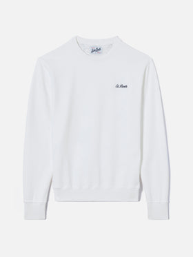 White Ponza sweatshirt with contrasting St. Barth embroidery
