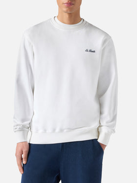 White Ponza sweatshirt with contrasting St. Barth embroidery