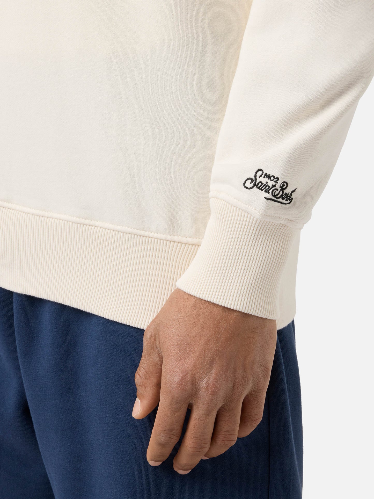 Felpa Ponza girocollo panna con stampa Cigarette | Special Edition