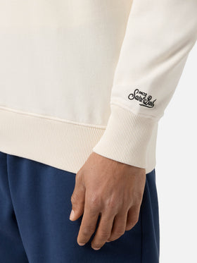 Felpa Ponza girocollo panna con stampa Cigarette | Special Edition