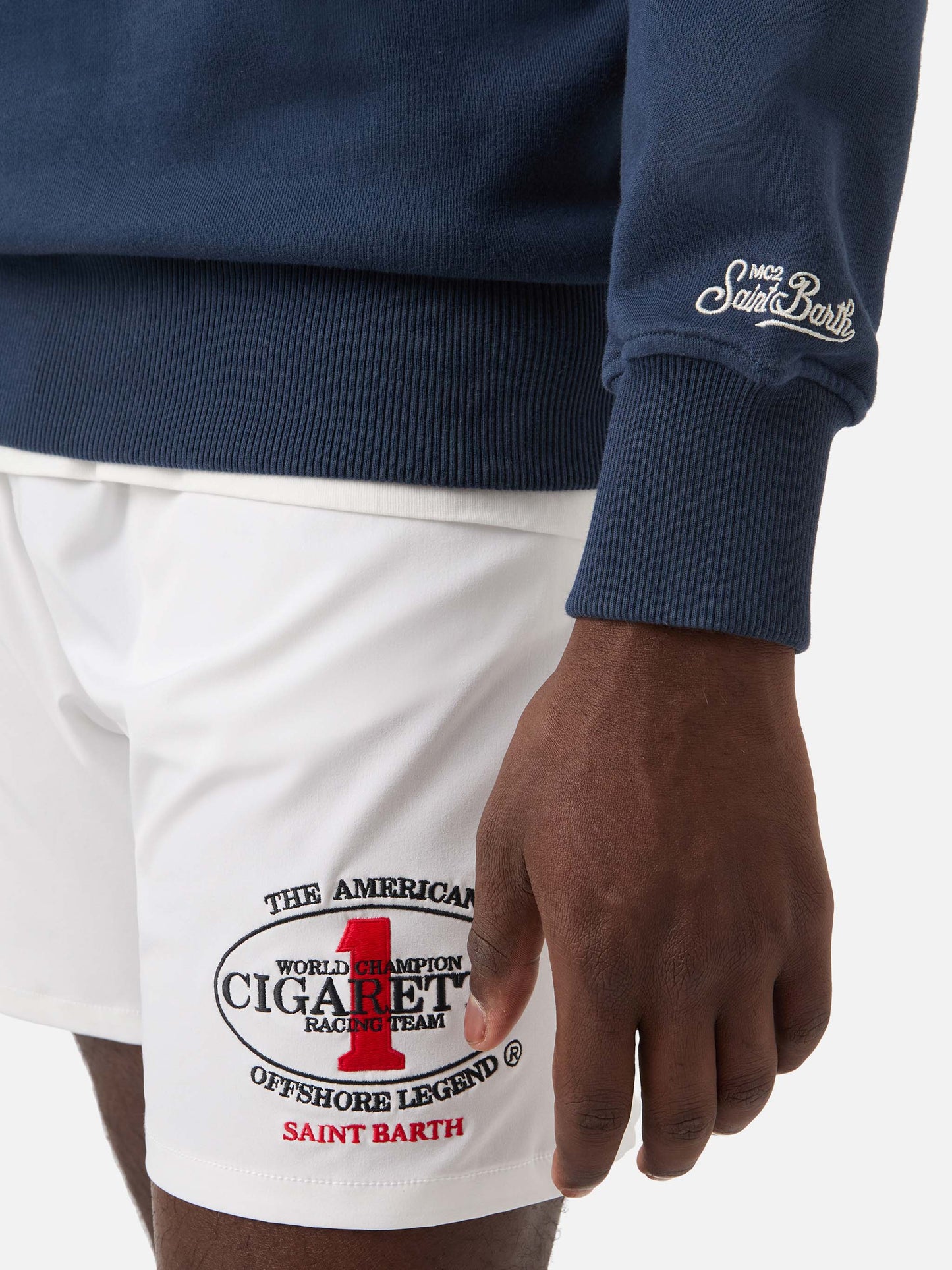 Navy blue Ponza crewneck sweatshirt with Cigarette print | Special Edition