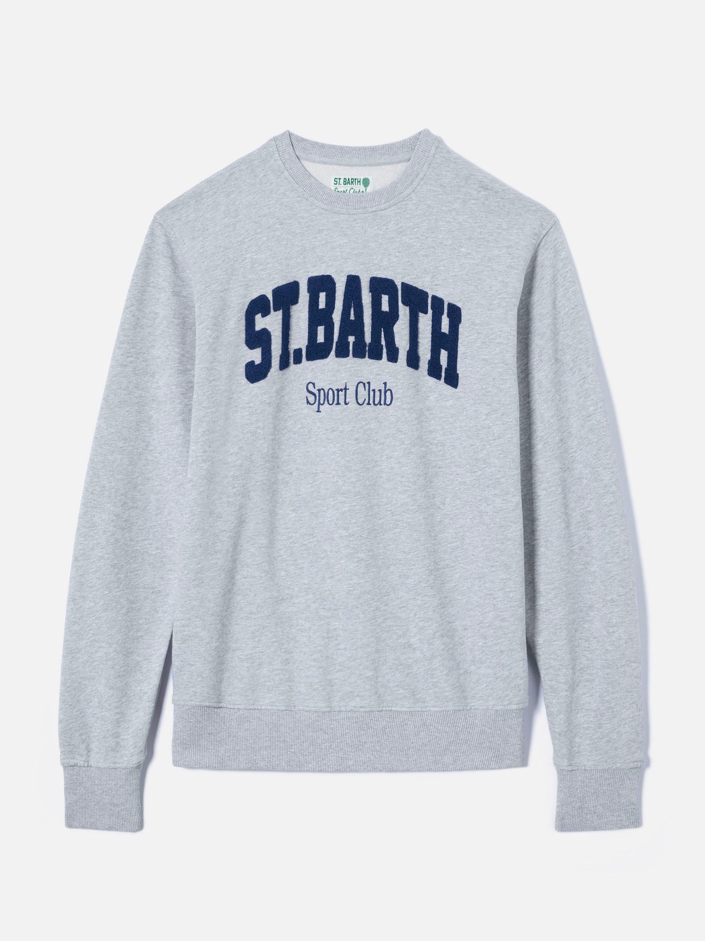 Felpa Ponza in cotone grigio con logo Sport Club effetto spugna