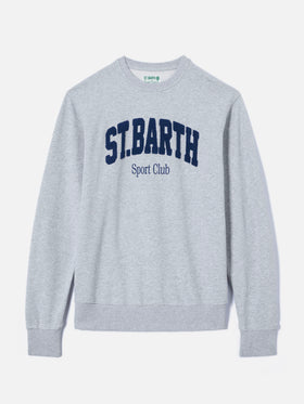 Felpa Ponza in cotone grigio con logo Sport Club effetto spugna