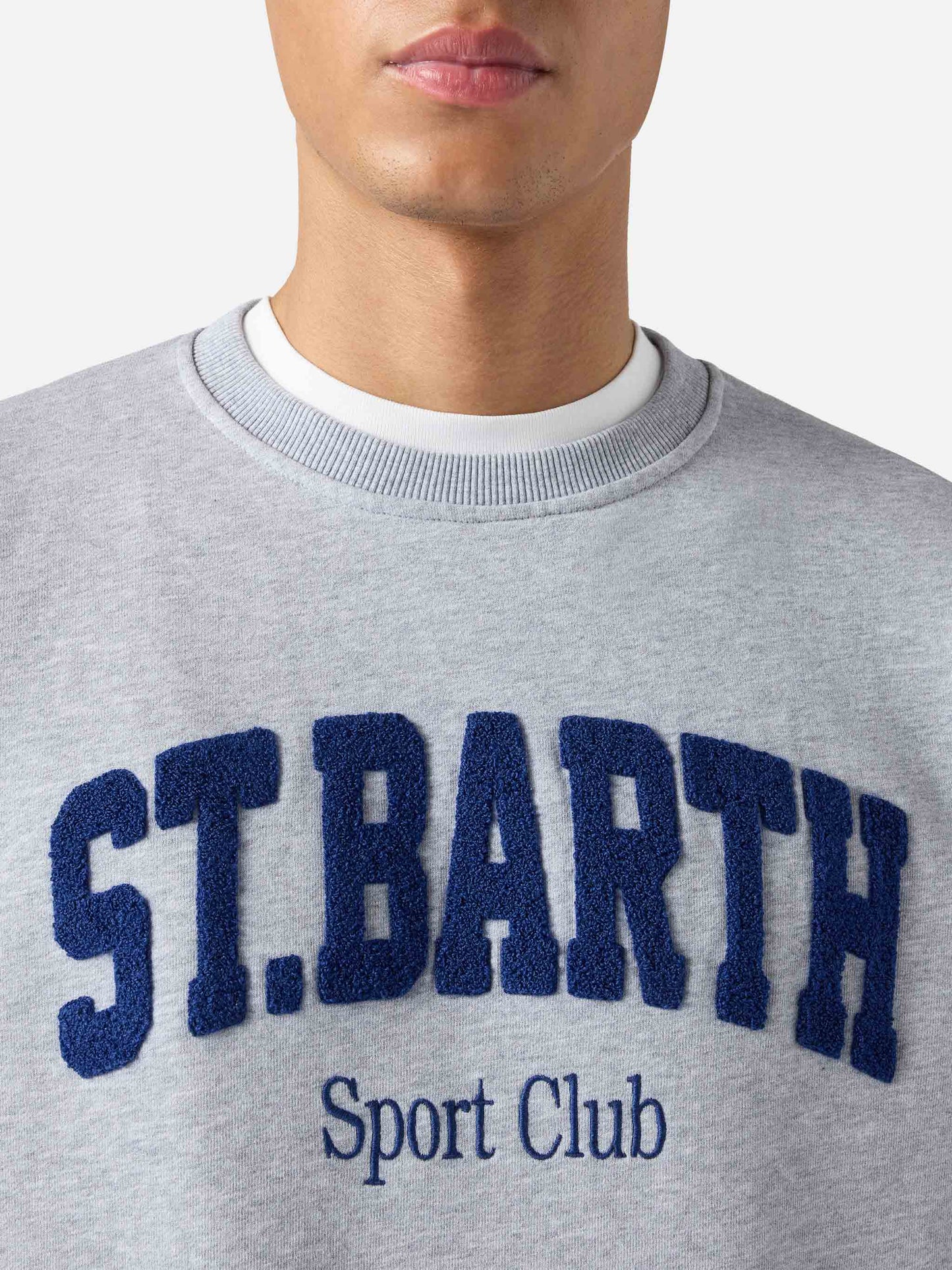 Felpa Ponza in cotone grigio con logo Sport Club effetto spugna