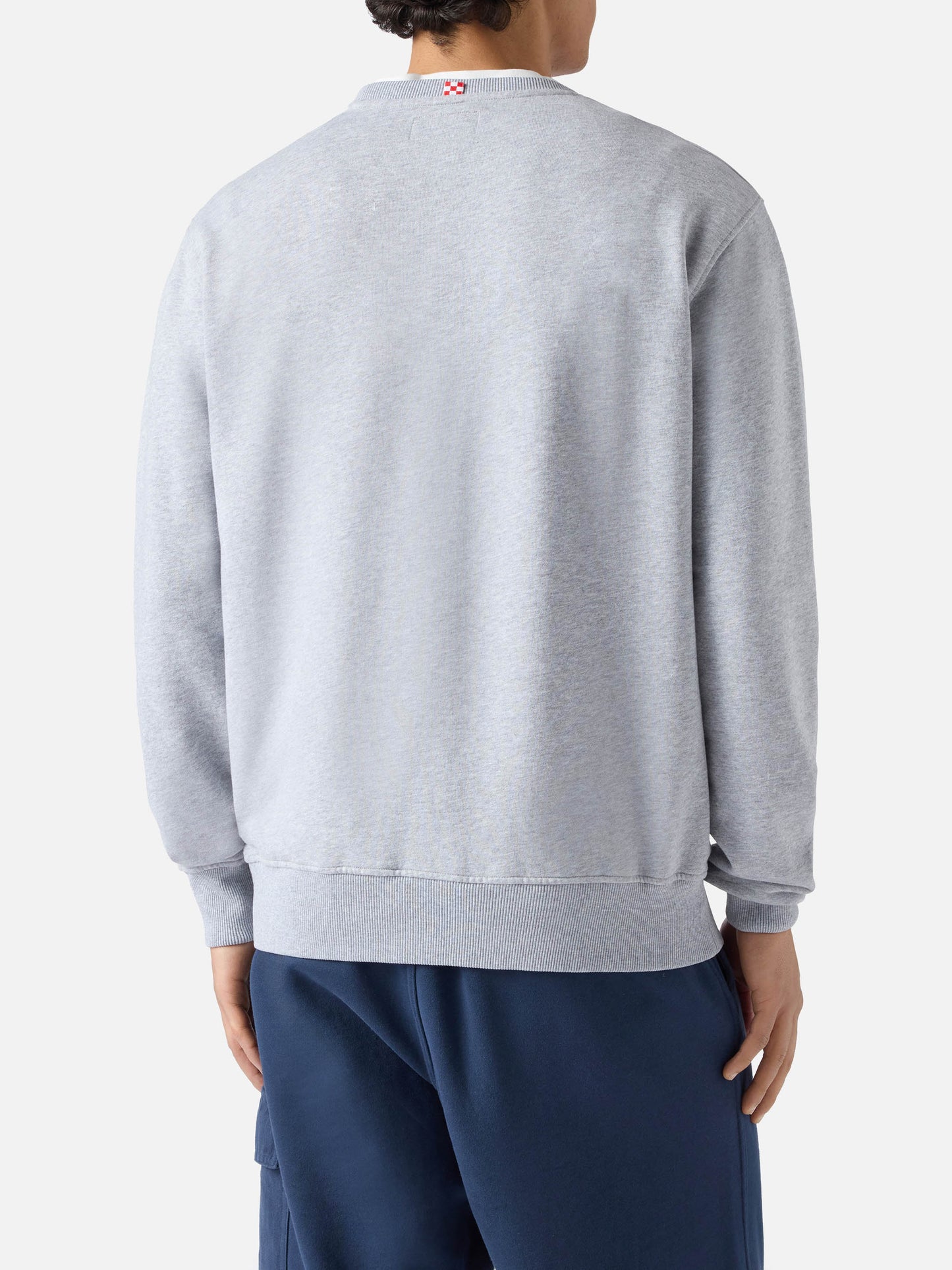 Felpa Ponza in cotone grigio con logo Sport Club effetto spugna