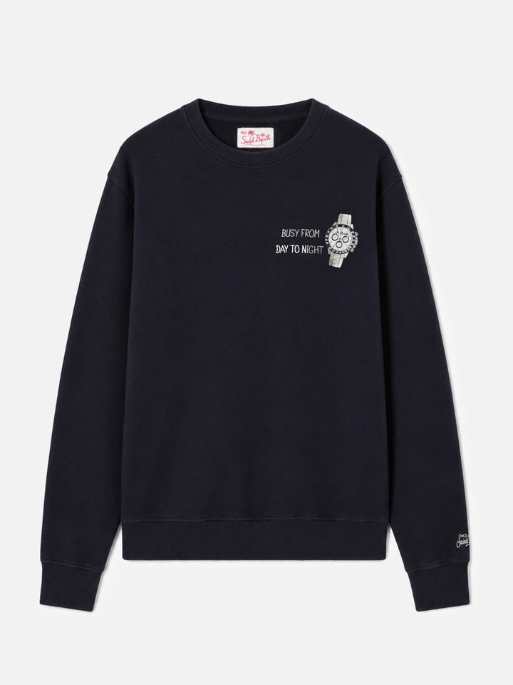Sudadera Ponza negra con bordado Busy From Day To Night 