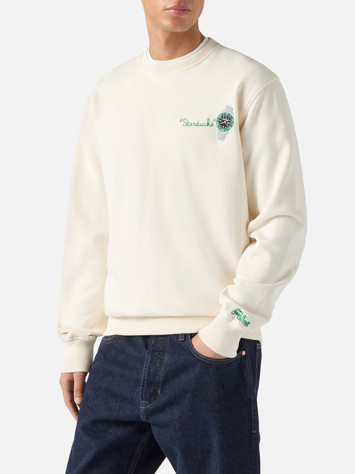 Cream Ponza sweatshirt with Starducks embroidery