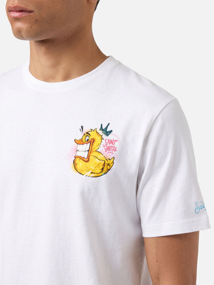White Portofino T-shirt with Crypto Puppets duck print | Special edition