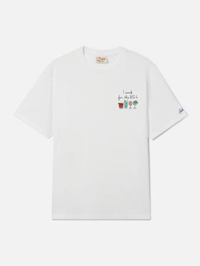 White Portofino T-shirt with I Work For The Big 4 embroidery