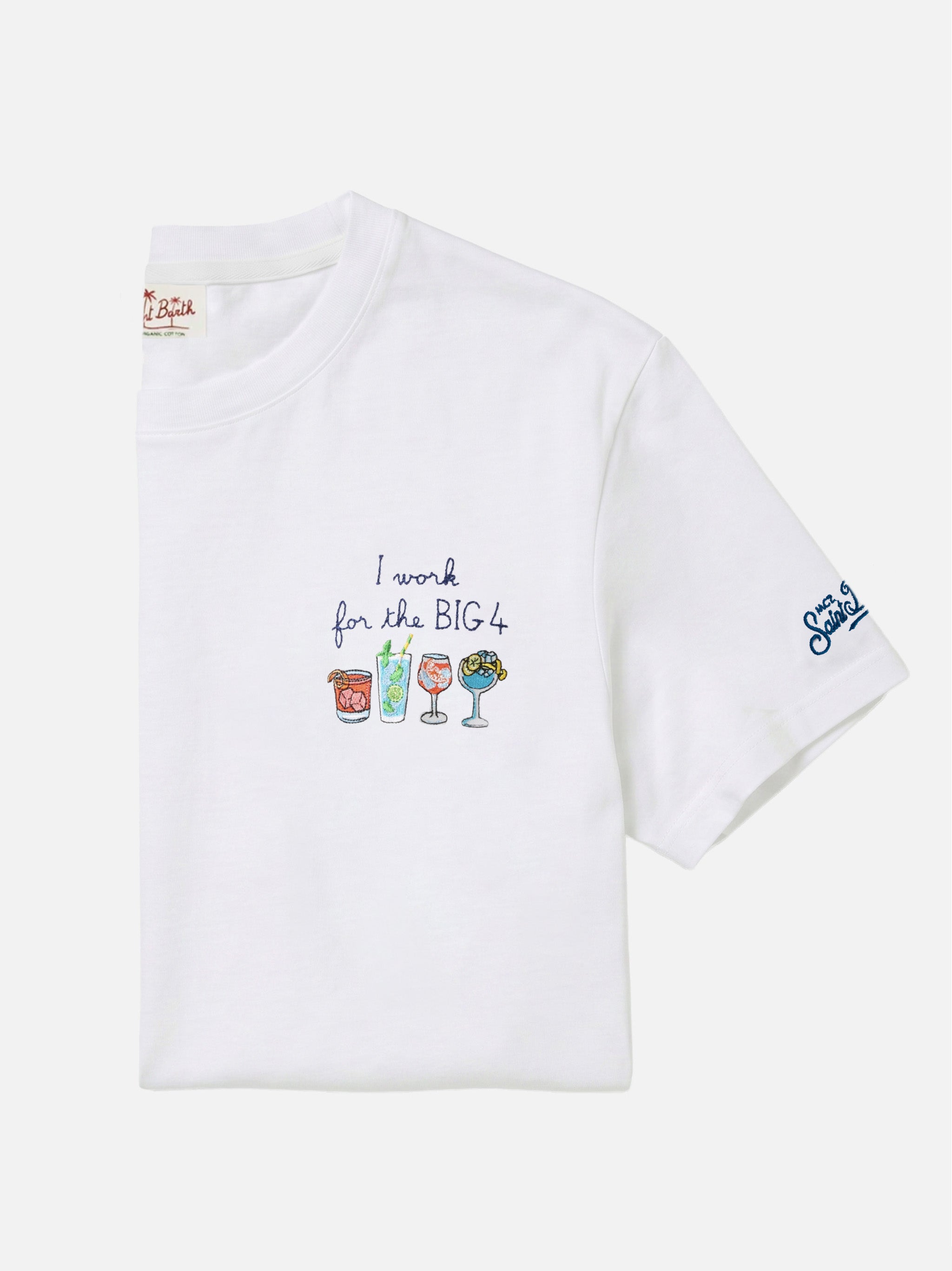 the moment big logo t shirt ホワイト L White Portofino T-shirt with I Work For The Big 4 embroidery – MC2