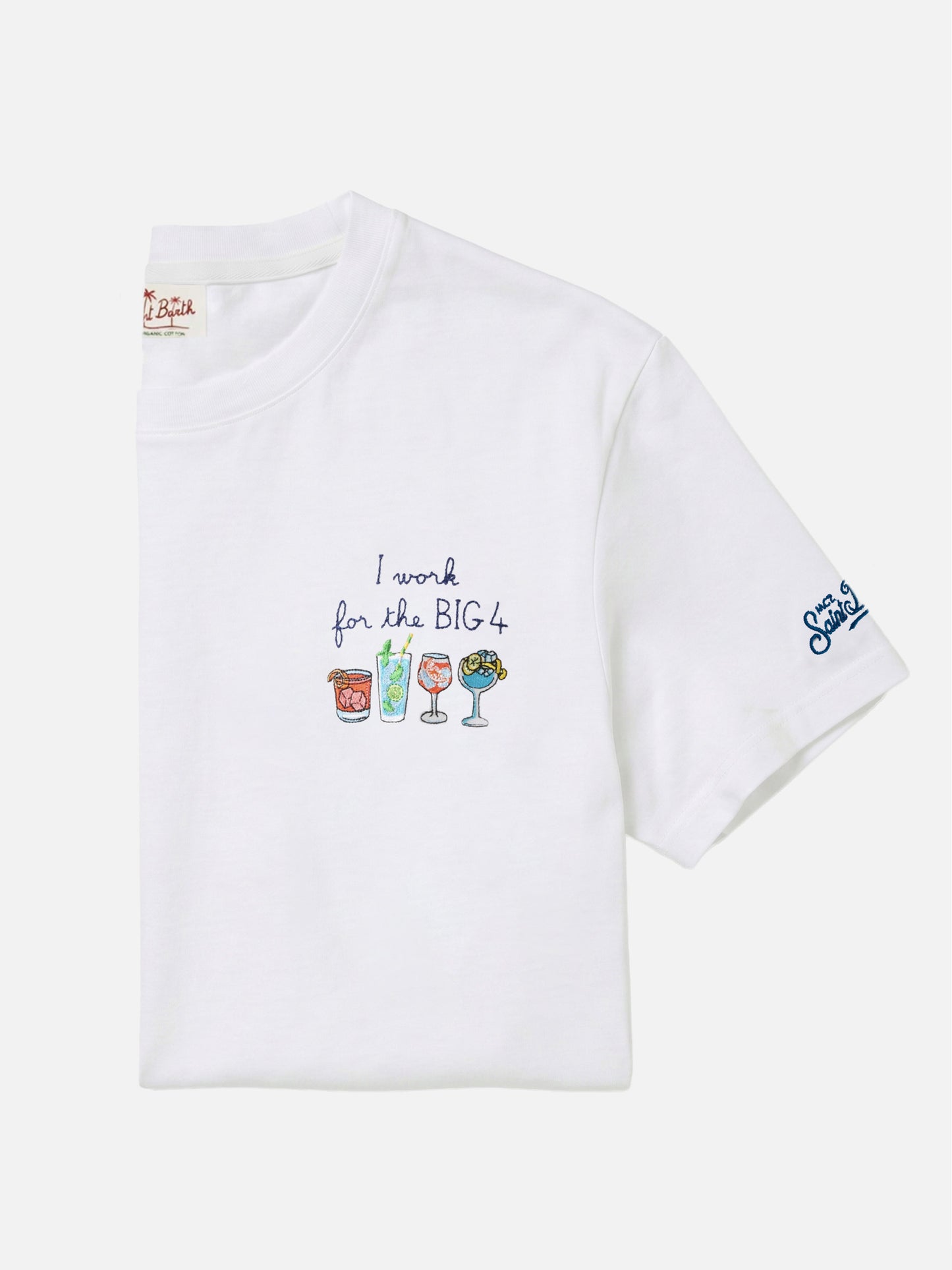 T-shirt Portofino bianca con ricamo I Work For The Big 4