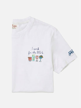 T-shirt Portofino bianca con ricamo I Work For The Big 4