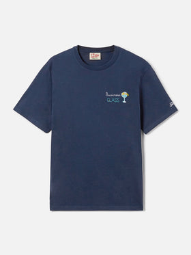 T-shirt Portofino blu con ricamo Business Glass