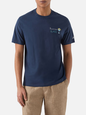 T-shirt Portofino blu con ricamo Business Glass