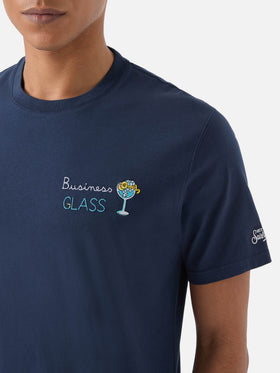 T-shirt Portofino blu con ricamo Business Glass