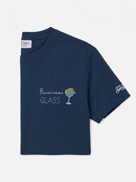 Blue Portofino T-shirt with Business Glass embroidery