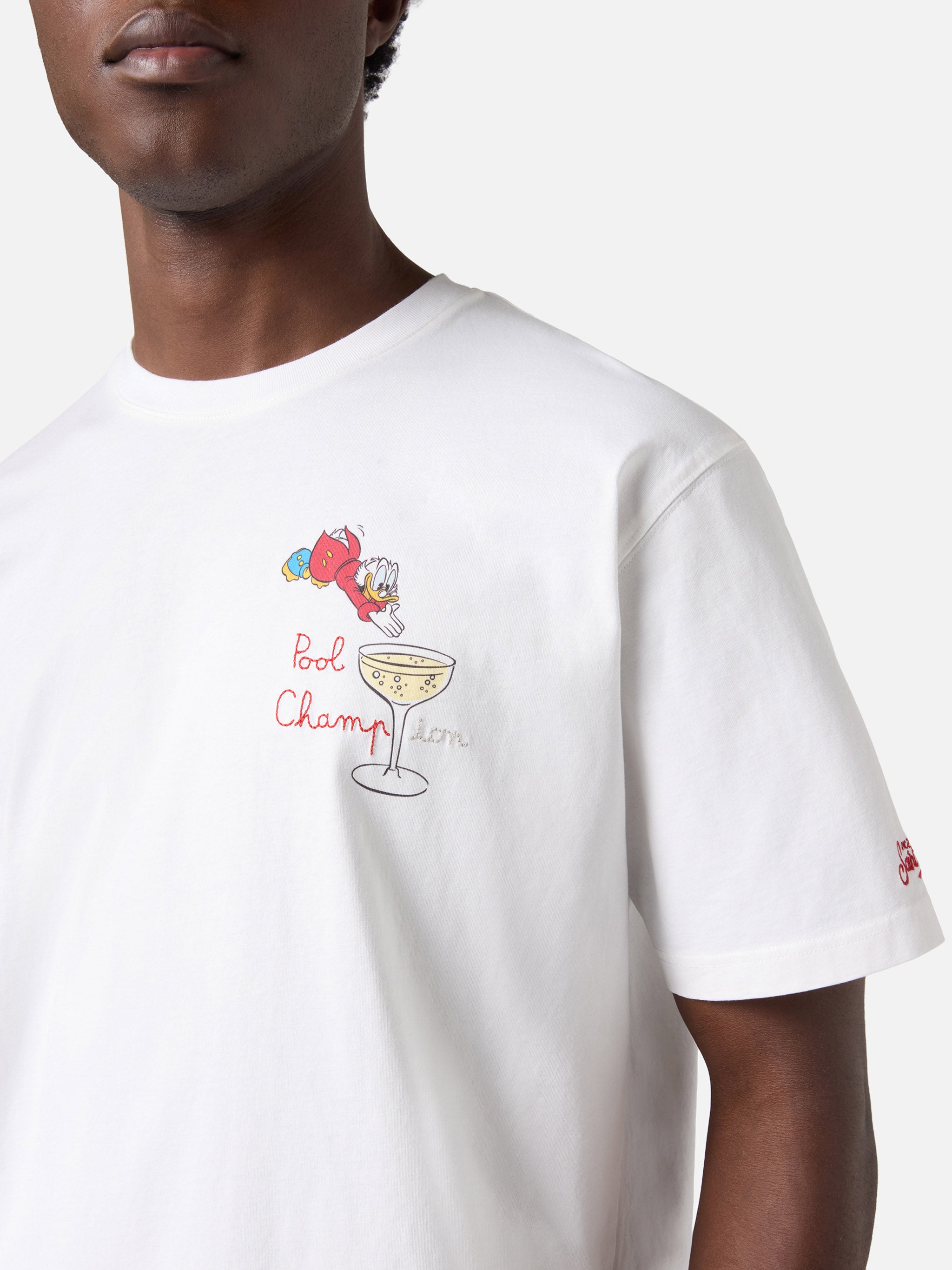 White Portofino T-shirt with Pool Champion embroidery | Special