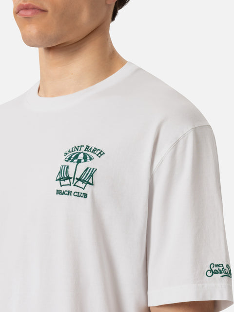 Classic fit cotton jersey t-shirt Portofino with Saint Barth beach club embroidery - MC2 Saint Barth