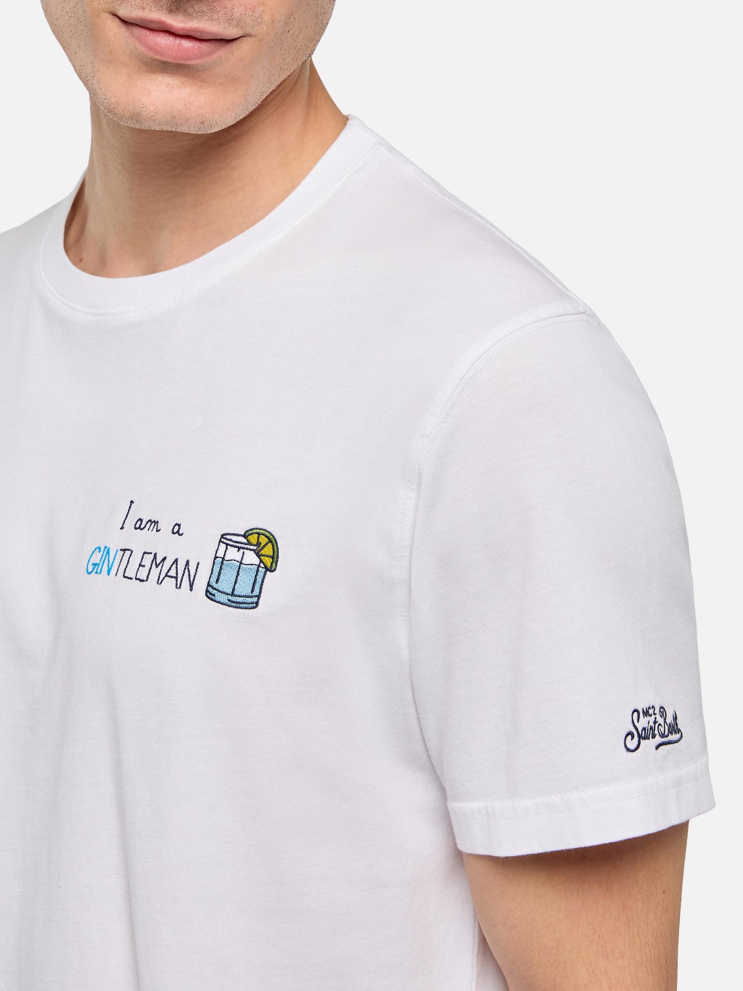 Classic fit cotton jersey t-shirt Portofino with I am a GINtleman embroidery - MC2 Saint Barth