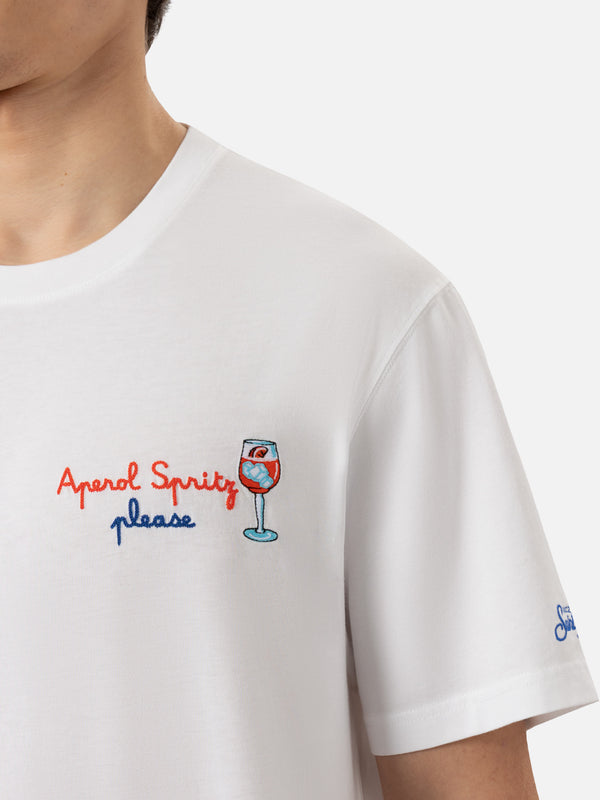 Classic fit cotton jersey t-shirt Portofino with Aperol Spritz, please embroidery | APEROL SPECIAL EDITION