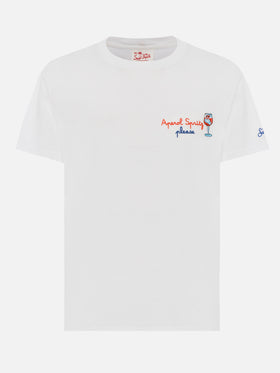 T-Shirt aus Baumwolljersey mit klassischer Passform „Portofino“ mit „Aperol Spritz, please“-Stickerei | APEROL SPECIAL EDITION
