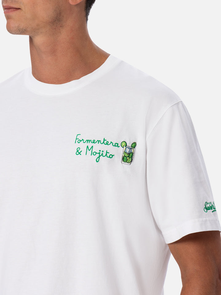 Klassisches Herren-T-Shirt aus Baumwolljersey „Portofino“ mit Formentera-Aperitif-Stickerei