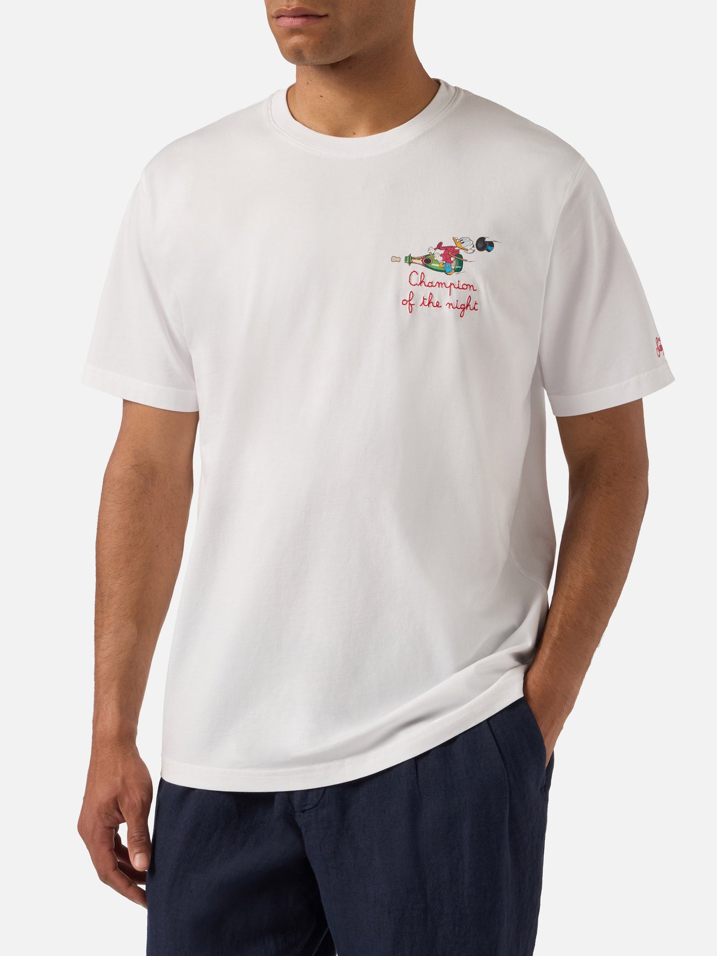 White Portofino T-shirt with Champion Of The Night embroidery | Special Edition