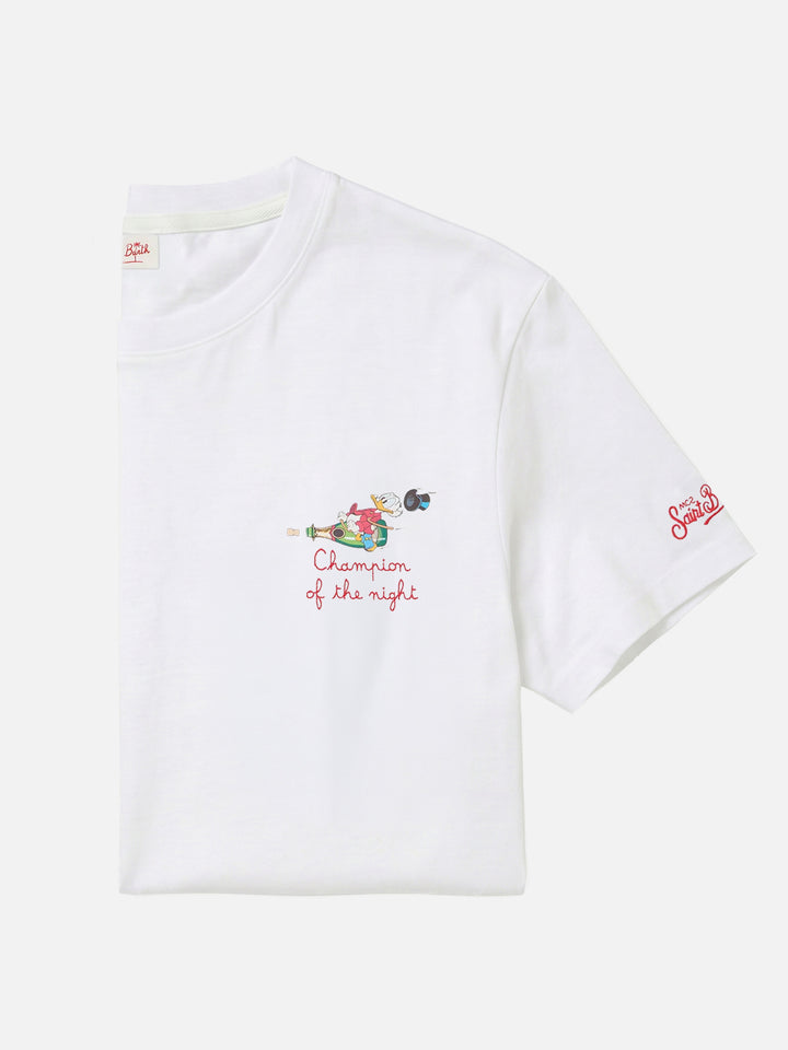 Weißes Portofino T-Shirt mit Champion Of The Night-Stickerei | Special Edition 