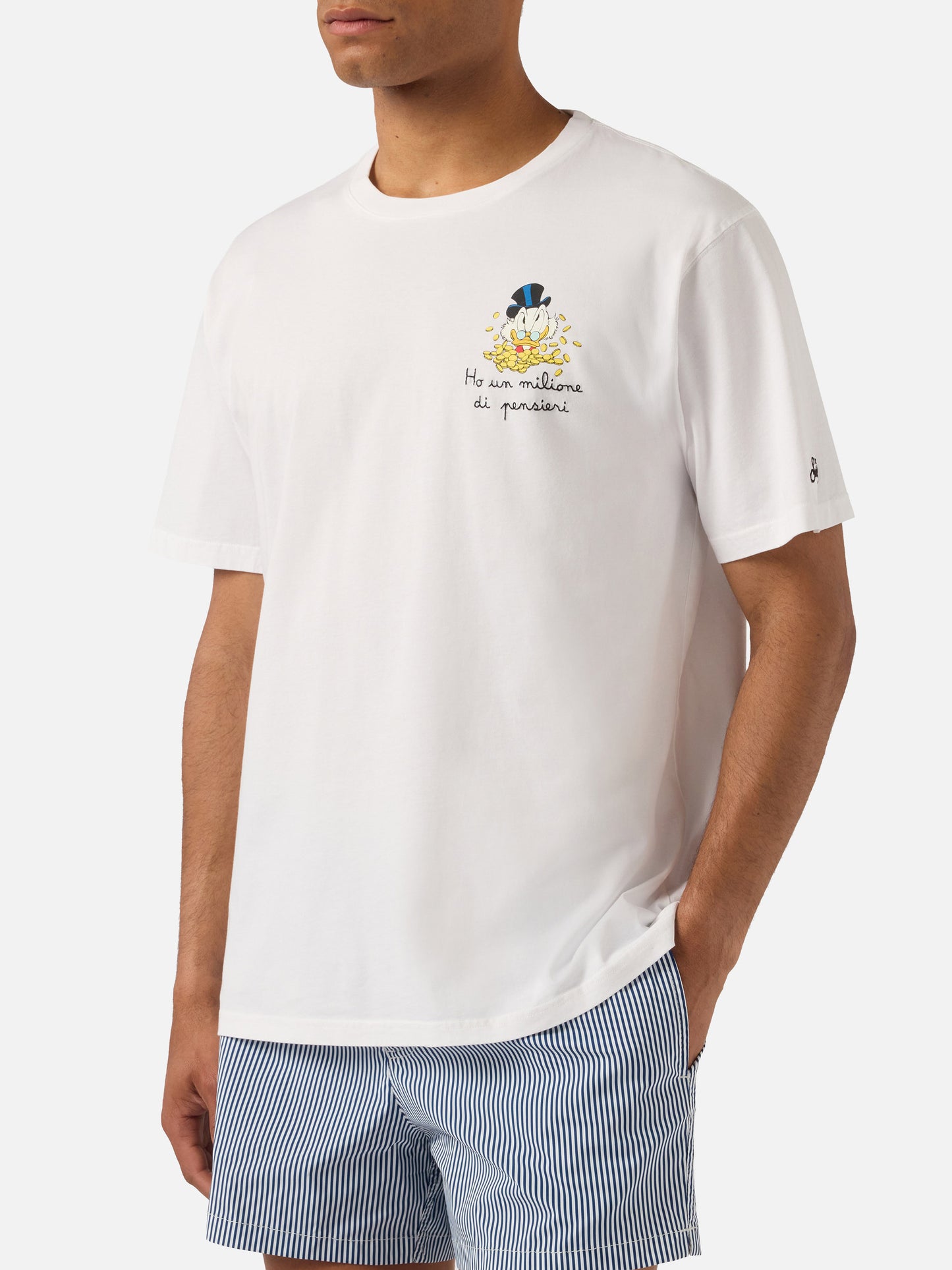 T-shirt Portofino bianca con ricamo Ho Un Milione Di Pensieri | Special Edition