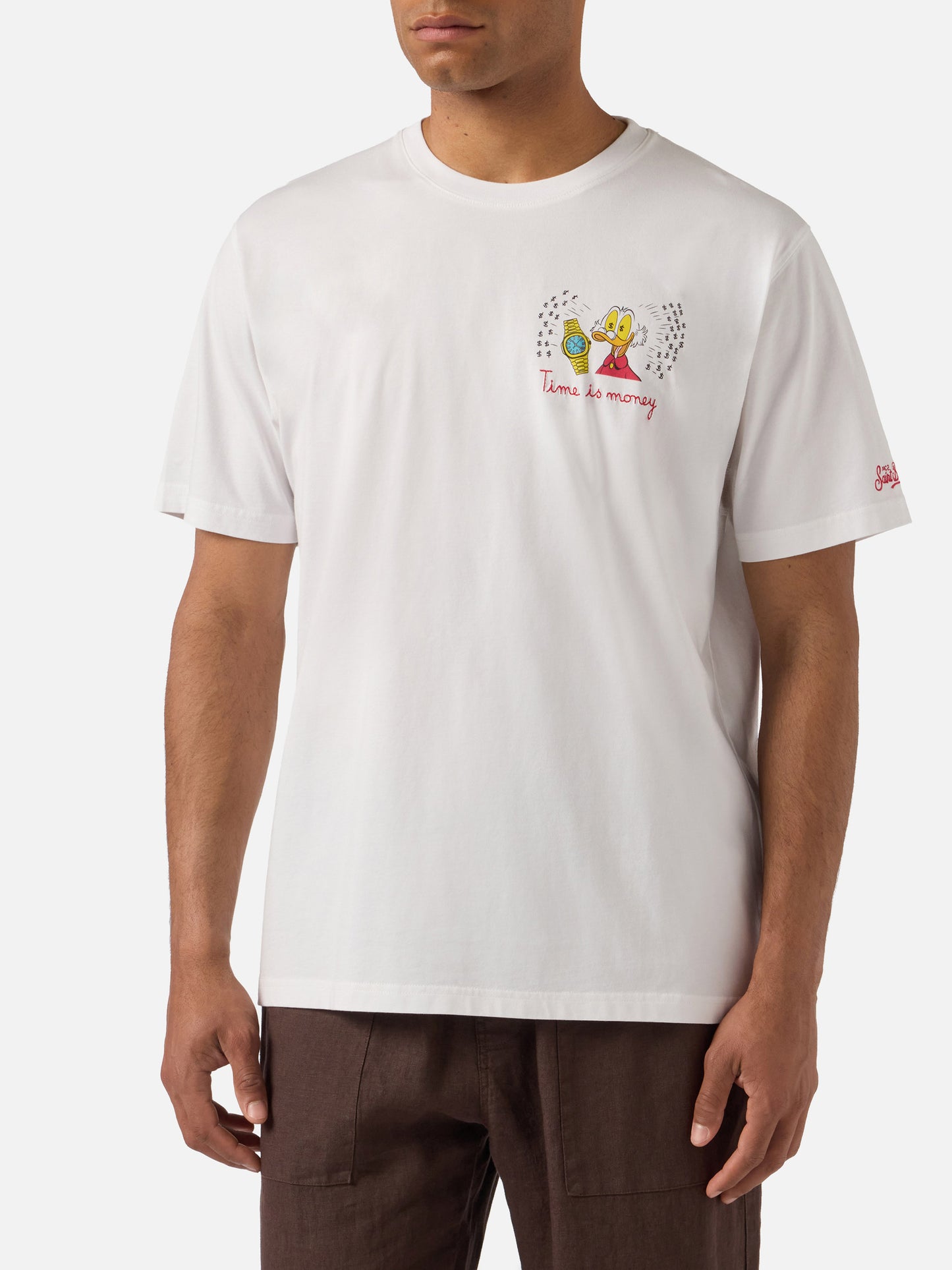 T-shirt Portofino bianca con ricamo Time Is Money! | Special Edition