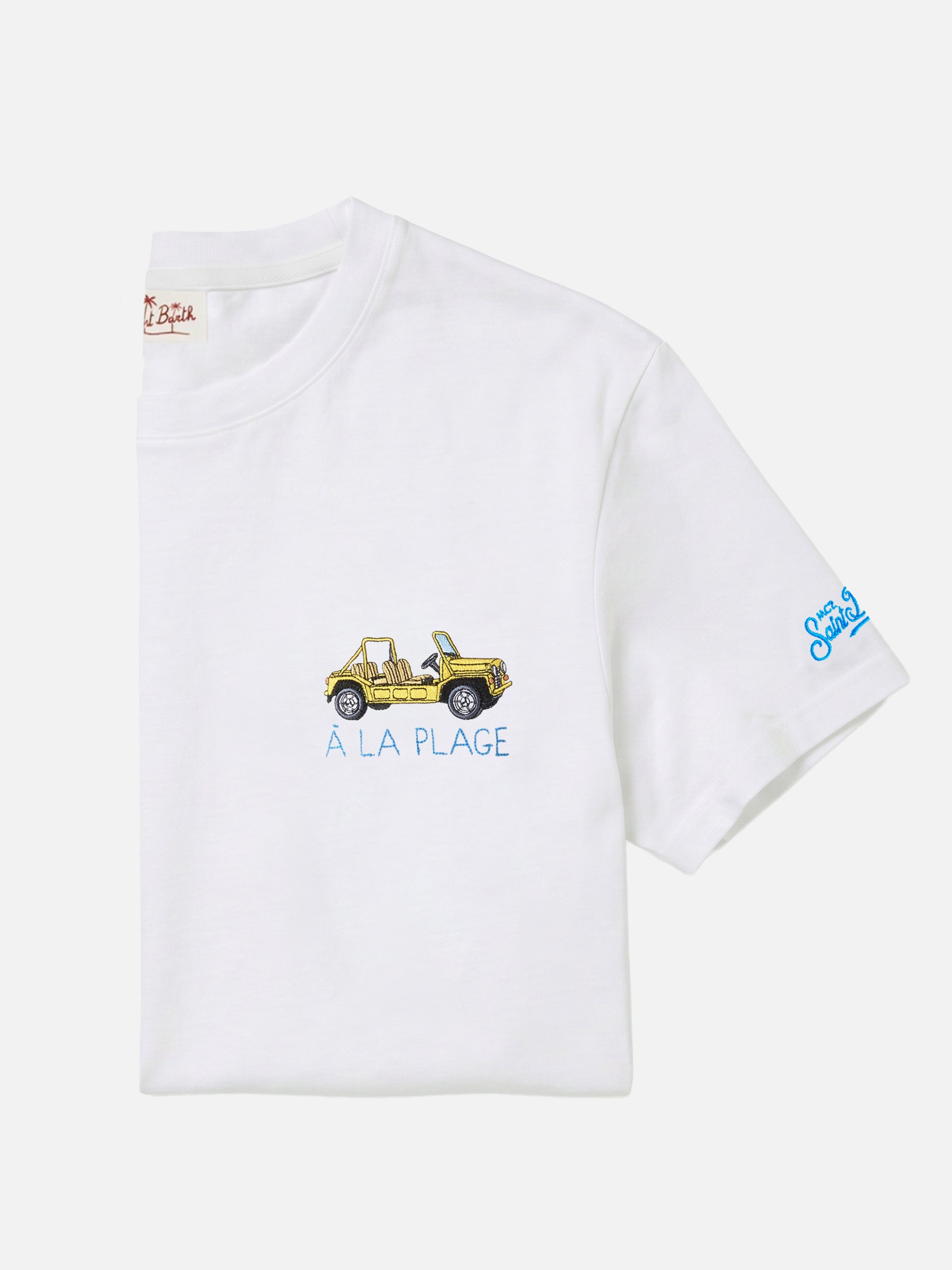 White Portofino T-shirt with À La Plage embroidery – MC2 Saint Barth