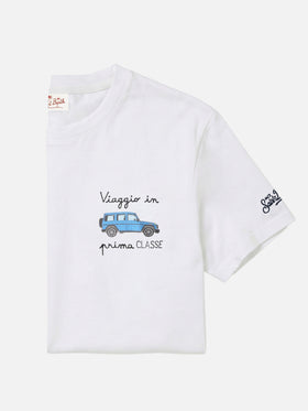 T-shirt Portofino bianca con ricamo Viaggio In Prima Classe