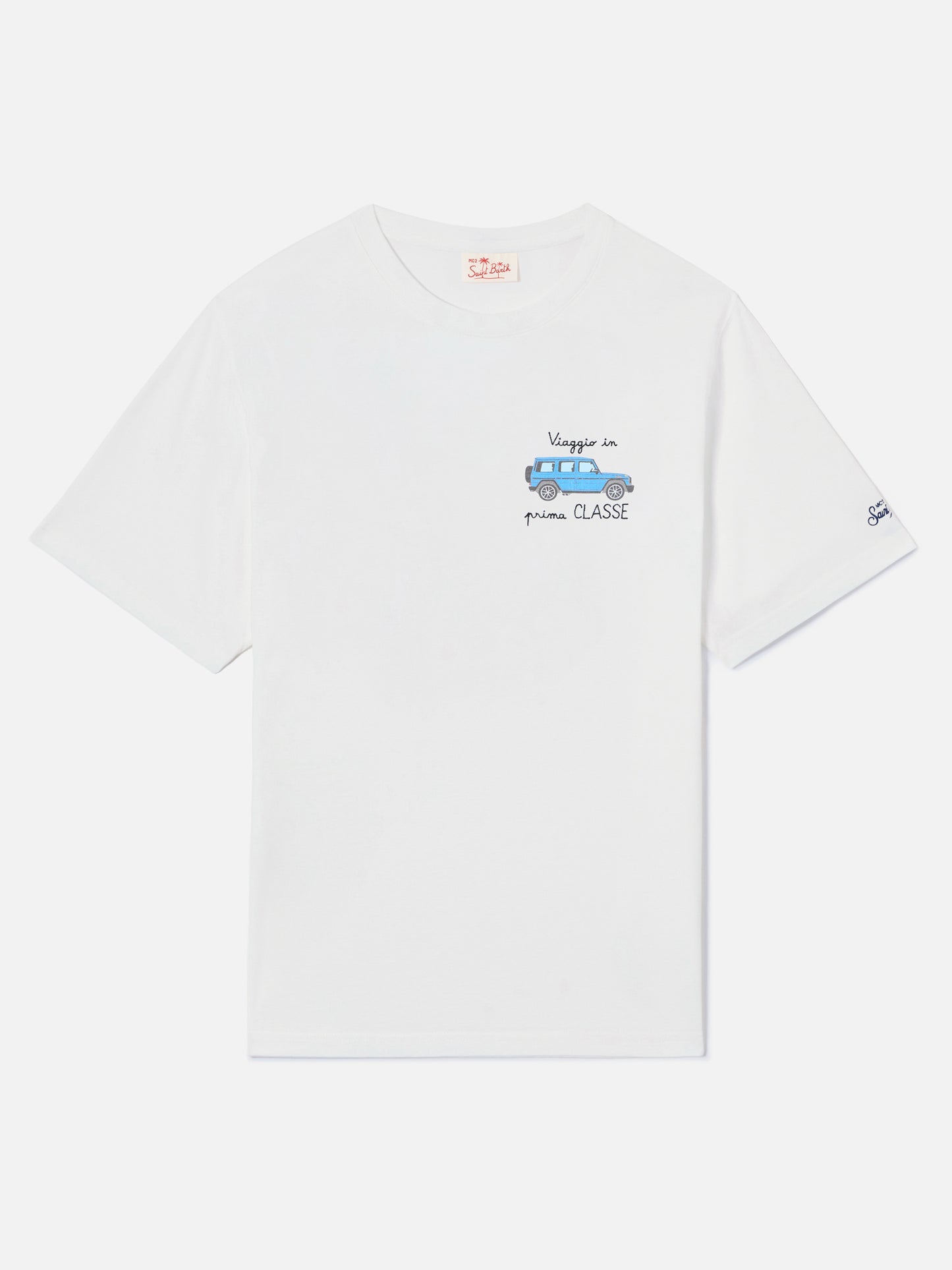 T-shirt Portofino bianca con ricamo Viaggio In Prima Classe