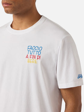 White Portofino T-shirt with Faccio Tutto A Fin Di Bere embroidery | Special Edition